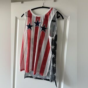 Rehab Red and White Mesh Top with Star Design